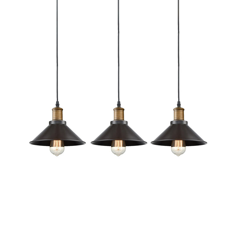 3 Pack Cone Shade Restaurant Anhänger leichte Vintage Metal 1 Hellschwarz Hanging Deckenleuchte