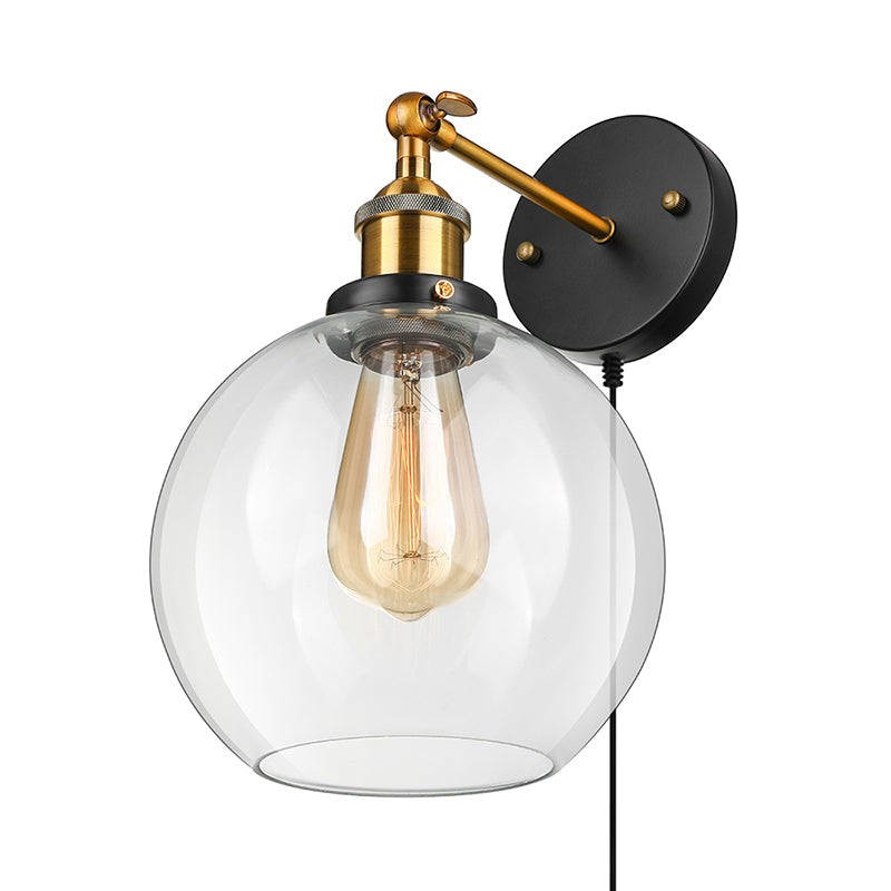 Messing een lichte lampje licht vintage stijl helder glazen belverlichtingsarmatuur met plug-in koord