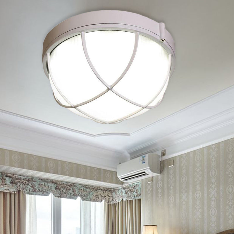 Fixation de chambre à coucher encastrée géométrique en verre dépoli industriel pour installation au plafond à lampe unique blanche, largeur de 9,5 "/ 10"