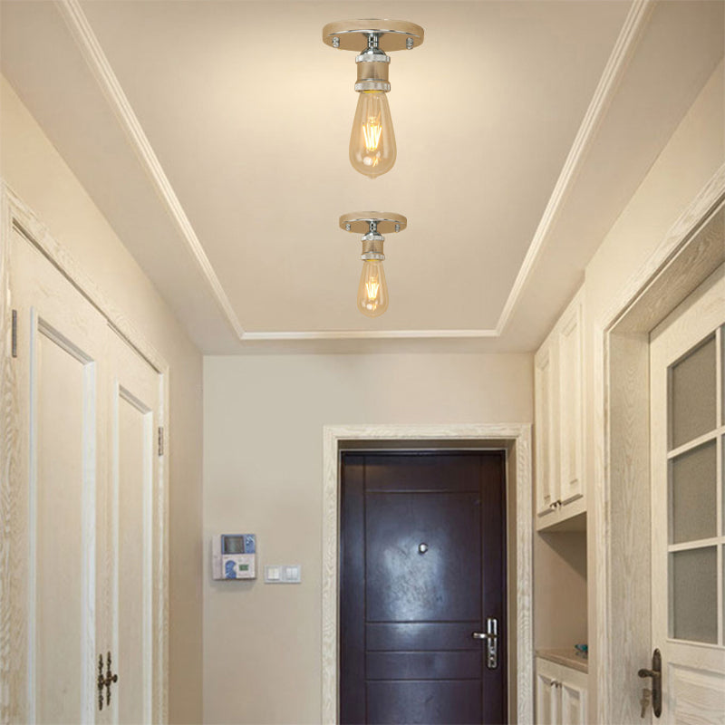 Schwarz/Messing Finish Expose Lampendecke Beleuchtung Retro Industrial Metal 1 Light Balkon Halbflush Mount Light