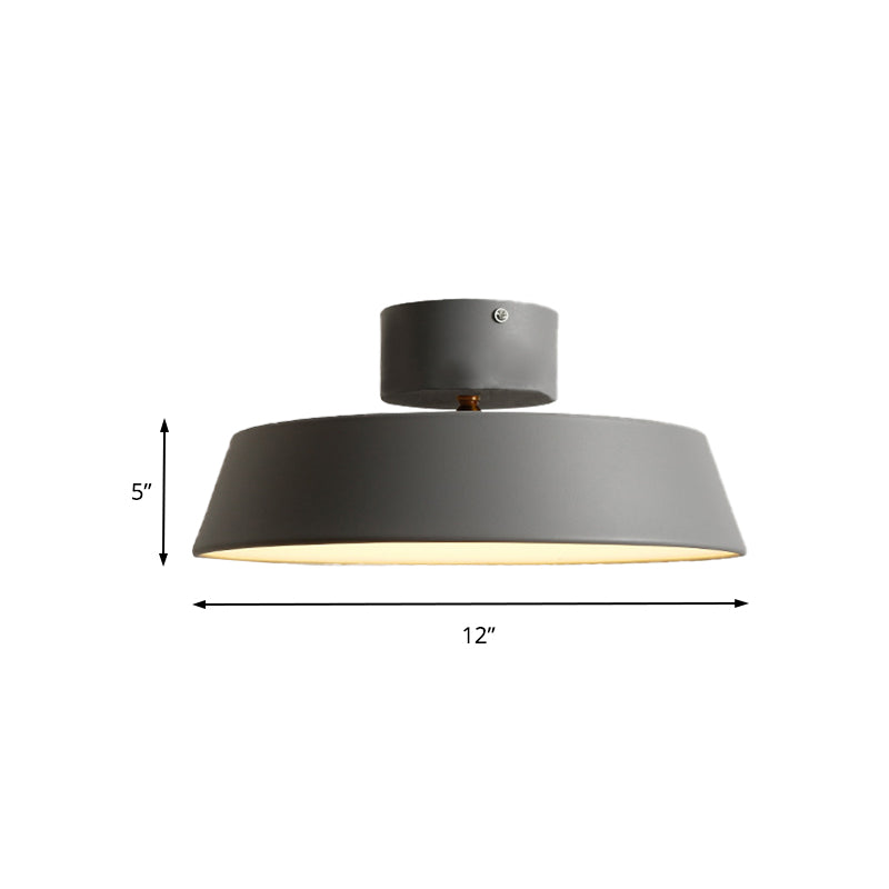 Contemporary Barn Semi Mount Lighting 1 Light Metal Rotatable Ceiling Light Fixture with Acrylic Diffuser in White/Green