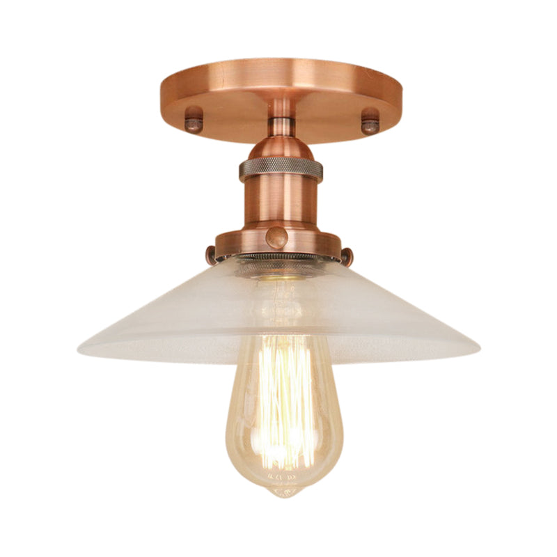 Soucoupe en verre givré, éclairage semi-affleurant, luminaire de cuisine vintage à 1 ampoule, noir/laiton/cuivre