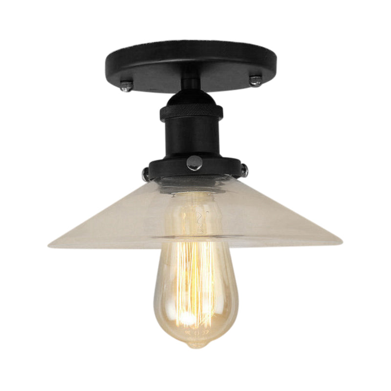 Soucoupe en verre givré, éclairage semi-affleurant, luminaire de cuisine vintage à 1 ampoule, noir/laiton/cuivre