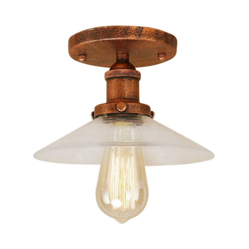 Soucoupe en verre givré, éclairage semi-affleurant, luminaire de cuisine vintage à 1 ampoule, noir/laiton/cuivre