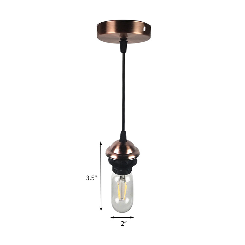 Mini ciondolo industriale illuminazione con lampadina nuda 1 lampada a sospensione regolabile altezza in metallo in bronzo/ottone