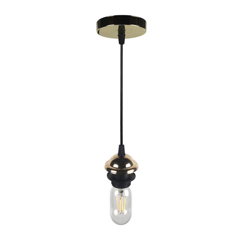 Mini ciondolo industriale illuminazione con lampadina nuda 1 lampada a sospensione regolabile altezza in metallo in bronzo/ottone