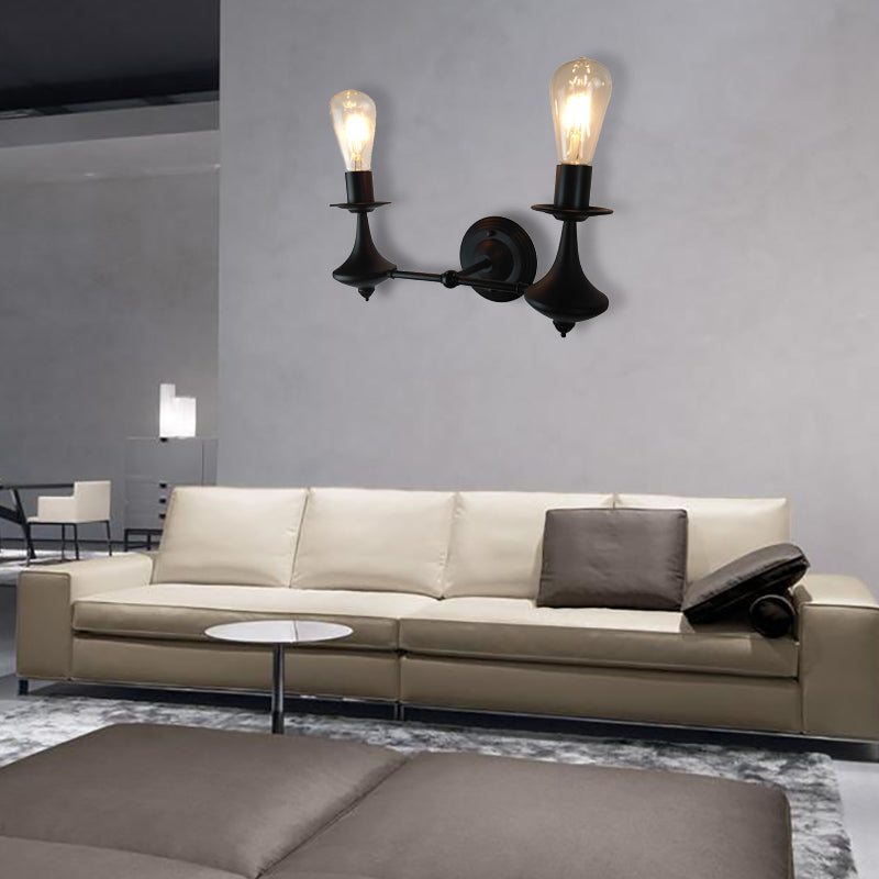 Metallic schwarze Wandleuchte Licht exponierte Glühbirne 1/2-Licht Industrie Vintage Wandmontage Licht für Wohnzimmer