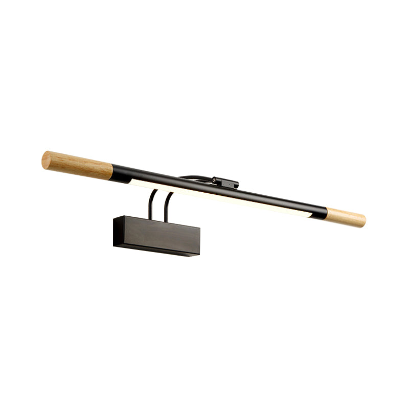 Wooden Armed LED Vanity Light Contemporary 1 Light Black/White Wall Sconce Lamp in Warm/White Light for Bathroom