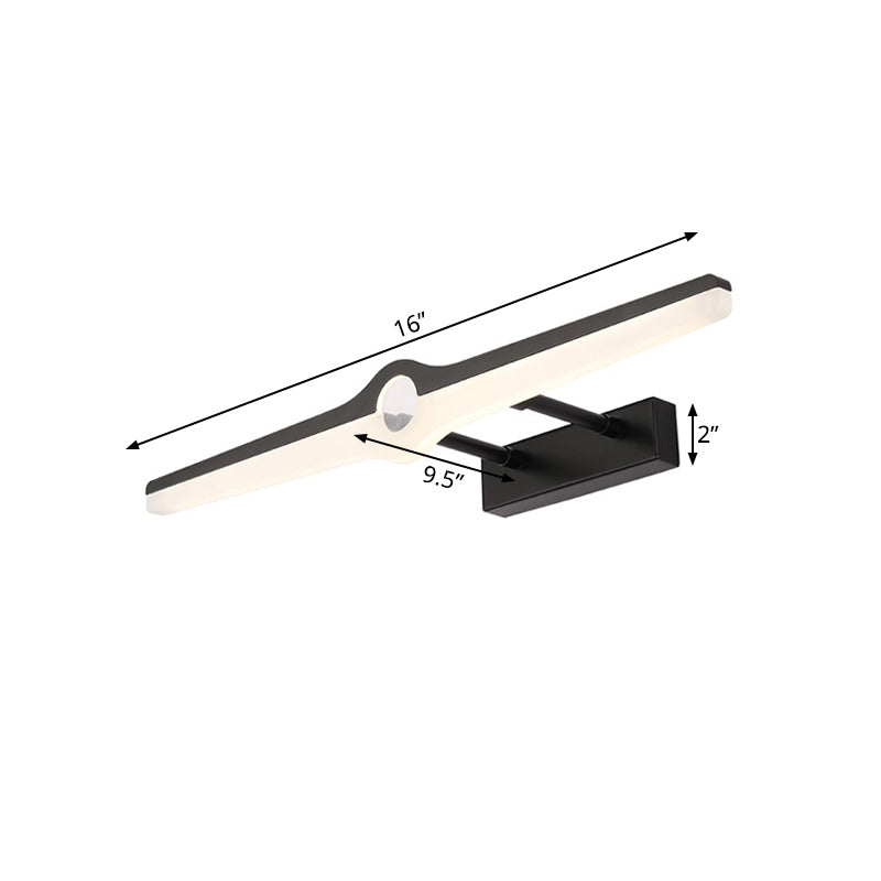 Linear Wall Mount Light Modern Stylish Aluminum and Acrylic LED Black/White Vanity Lighting, 16"/29" Dia