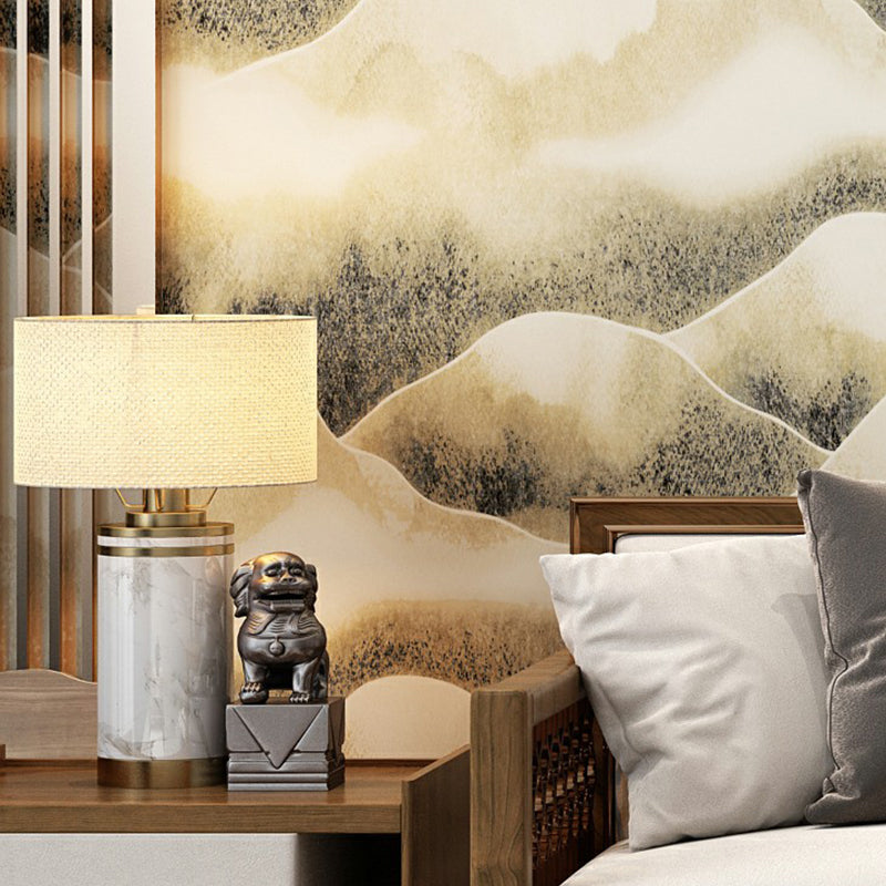 Soft Color Mountain Ranges Wallpaper Moisture Resistant Wall Covering for Bedroom