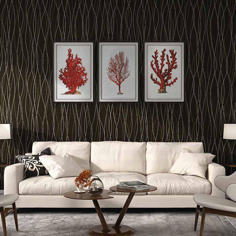 Abstract Netting Wallpaper Roll Contemporary Vinyl Wall Decoration for Living Room