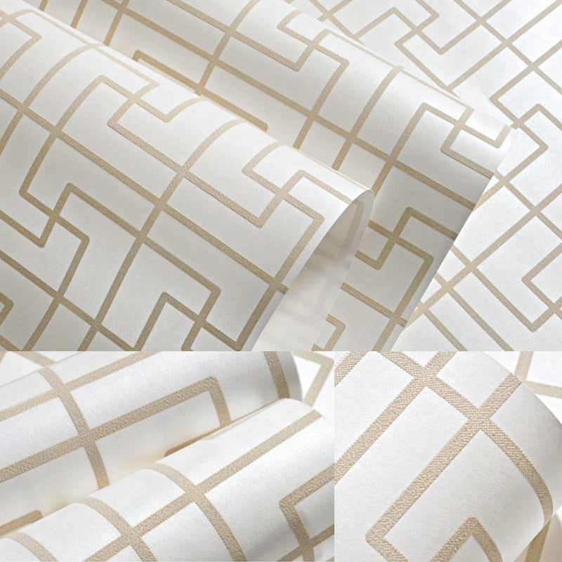 Contemporary Symmetry Wallpaper Roll Light-Color Geometry Wall Art for Living Room