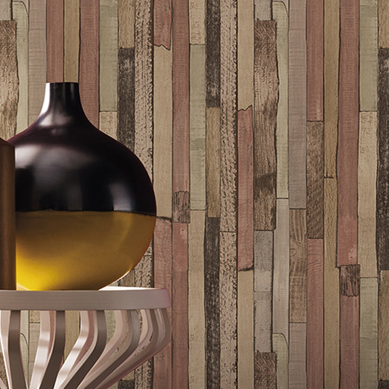 Country Shiplap Wallpaper Non-Woven Fabric Waterproof Dark Color Wall Art for Living Room