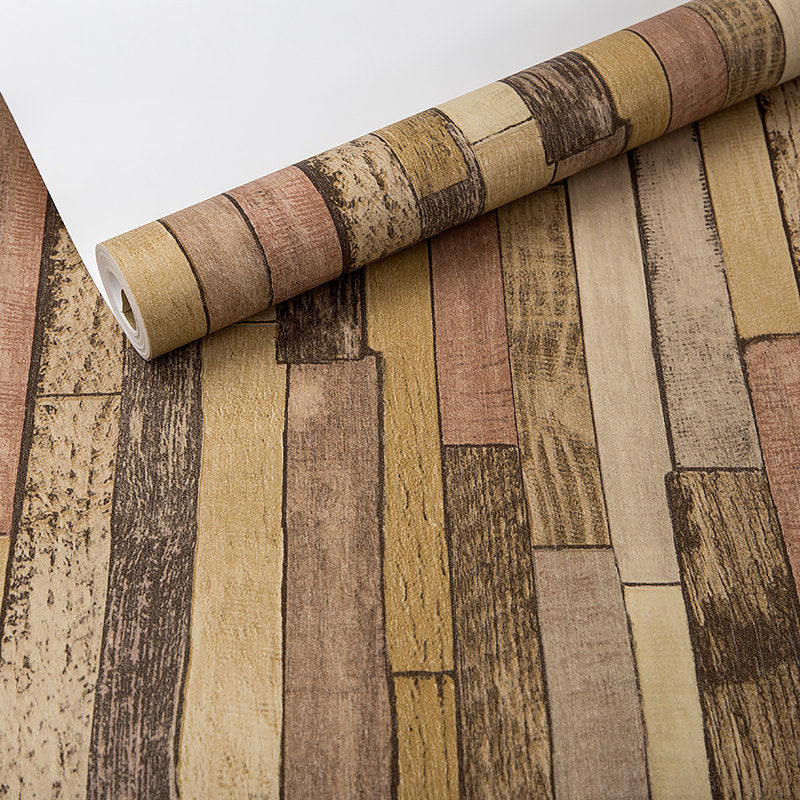 Country Shiplap Wallpaper Non-Woven Fabric Waterproof Dark Color Wall Art for Living Room