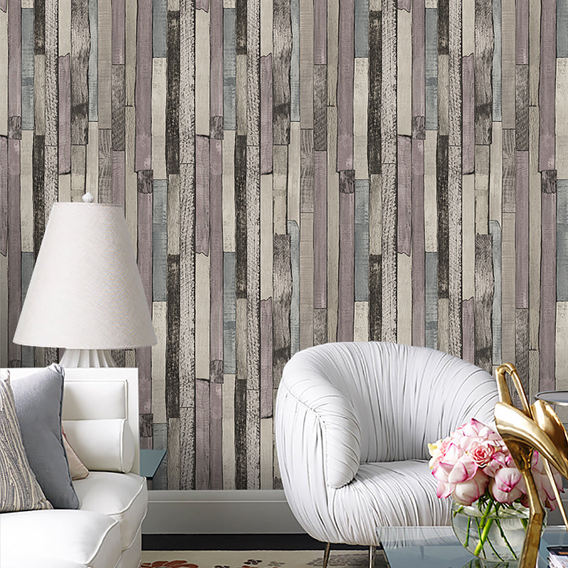 Country Shiplap Wallpaper Non-Woven Fabric Waterproof Dark Color Wall Art for Living Room