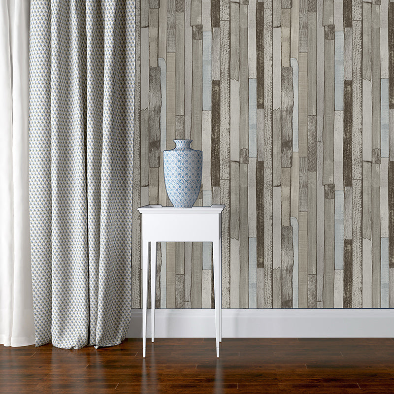 Country Shiplap Wallpaper Non-Woven Fabric Waterproof Dark Color Wall Art for Living Room