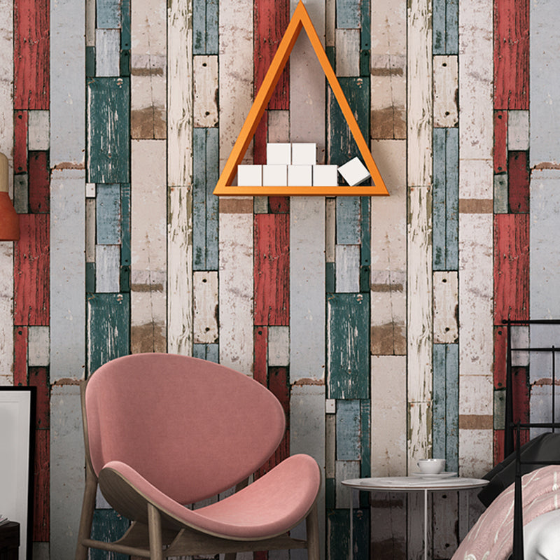 PVC Washable Wallpaper Countryside Repurposed Wood Planks Wall Covering for Living Room