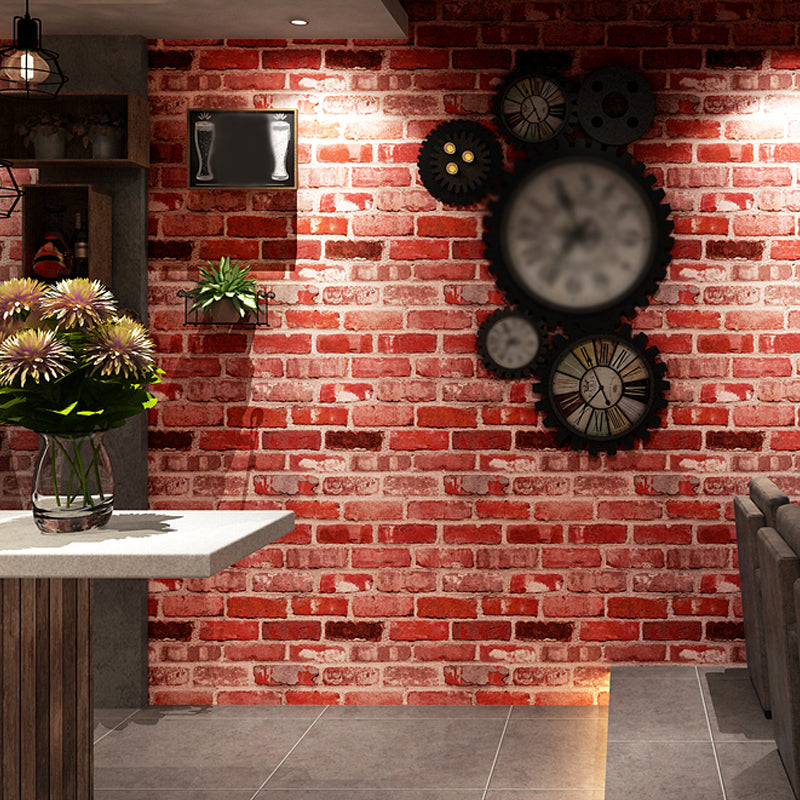 Industrial Brick Wallpaper Roll Dark Color Dining Room Wall Decor, 33' L x 20.5" W