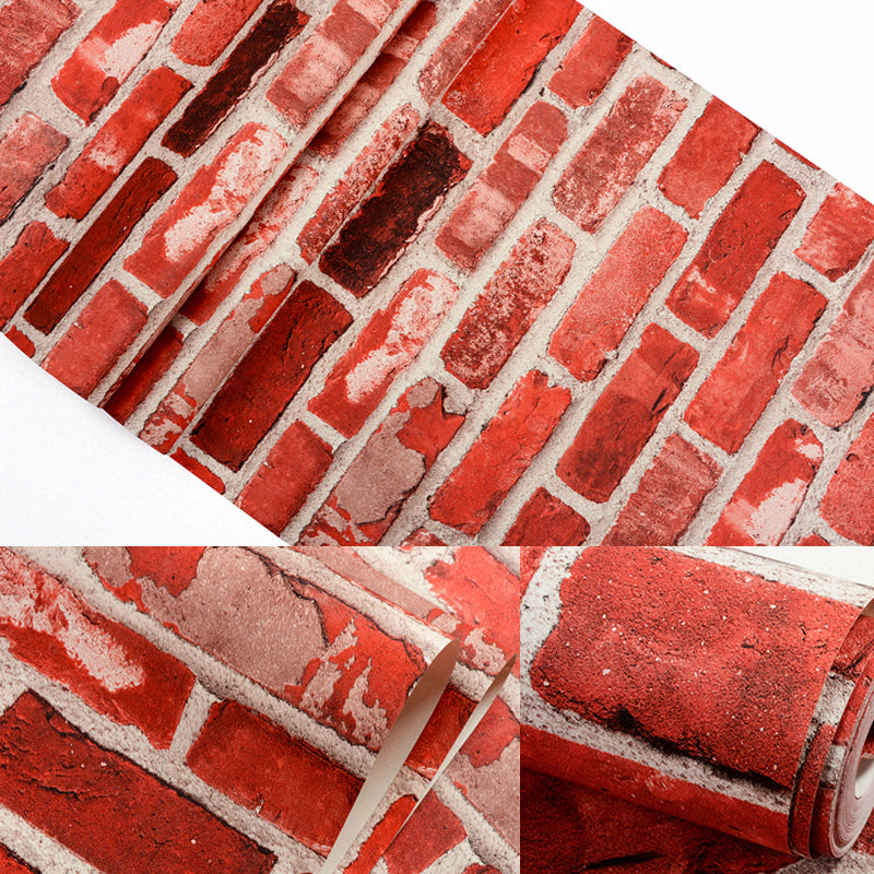 Industrial Brick Wallpaper Roll Dark Color Dining Room Wall Decor, 33' L x 20.5" W