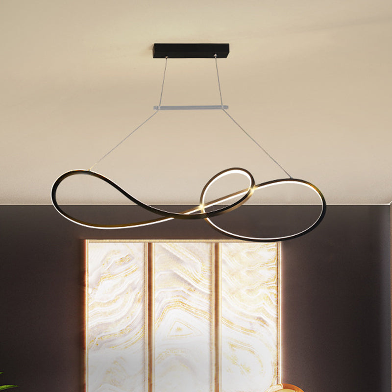 Metalen gedraaide lijn hanger kroonluchter Noordse stijl zwart/wit/gouden LED -slinger lamp voor eetkamer, warm/wit licht