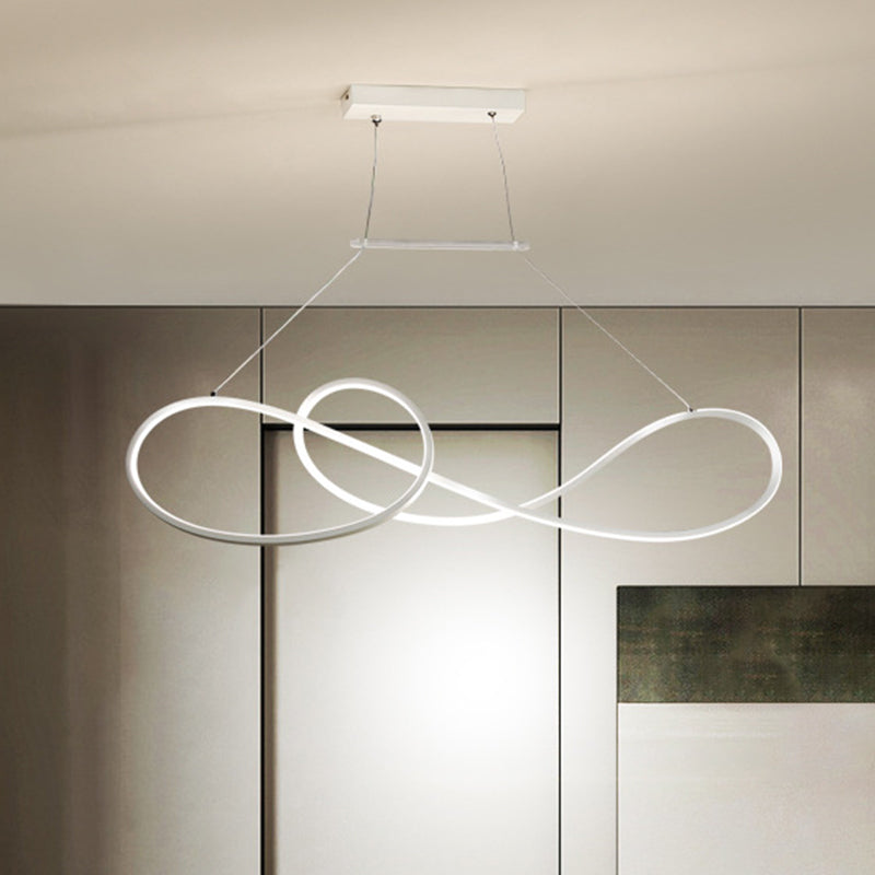 Metalen gedraaide lijn hanger kroonluchter Noordse stijl zwart/wit/gouden LED -slinger lamp voor eetkamer, warm/wit licht
