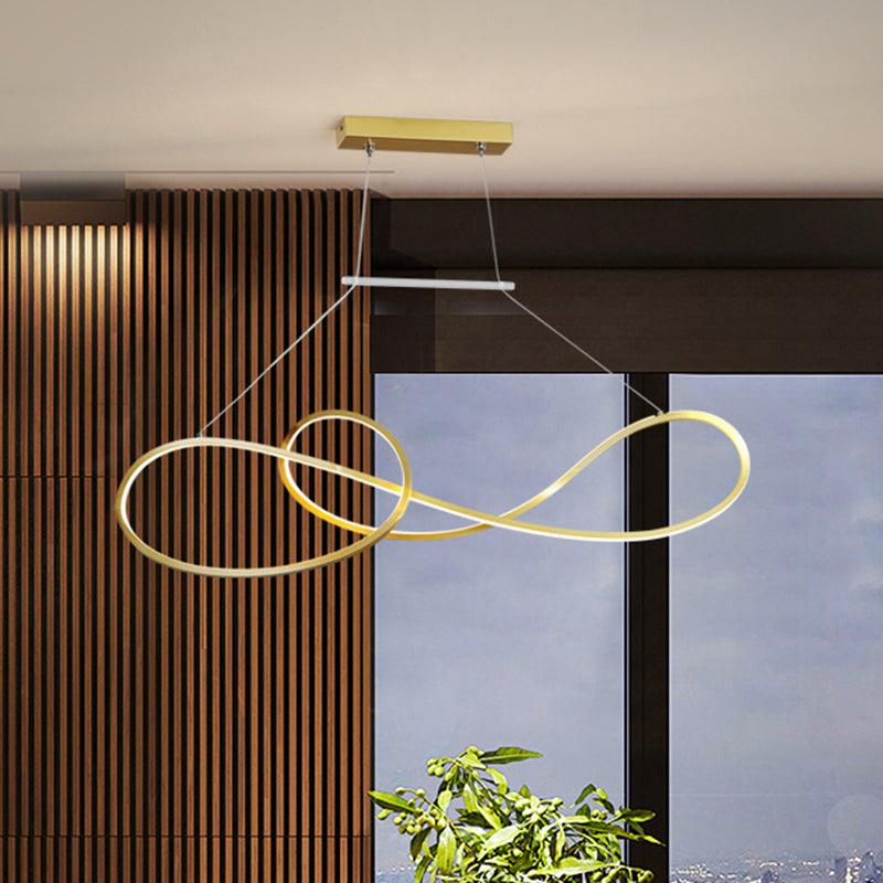 Metalen gedraaide lijn hanger kroonluchter Noordse stijl zwart/wit/gouden LED -slinger lamp voor eetkamer, warm/wit licht
