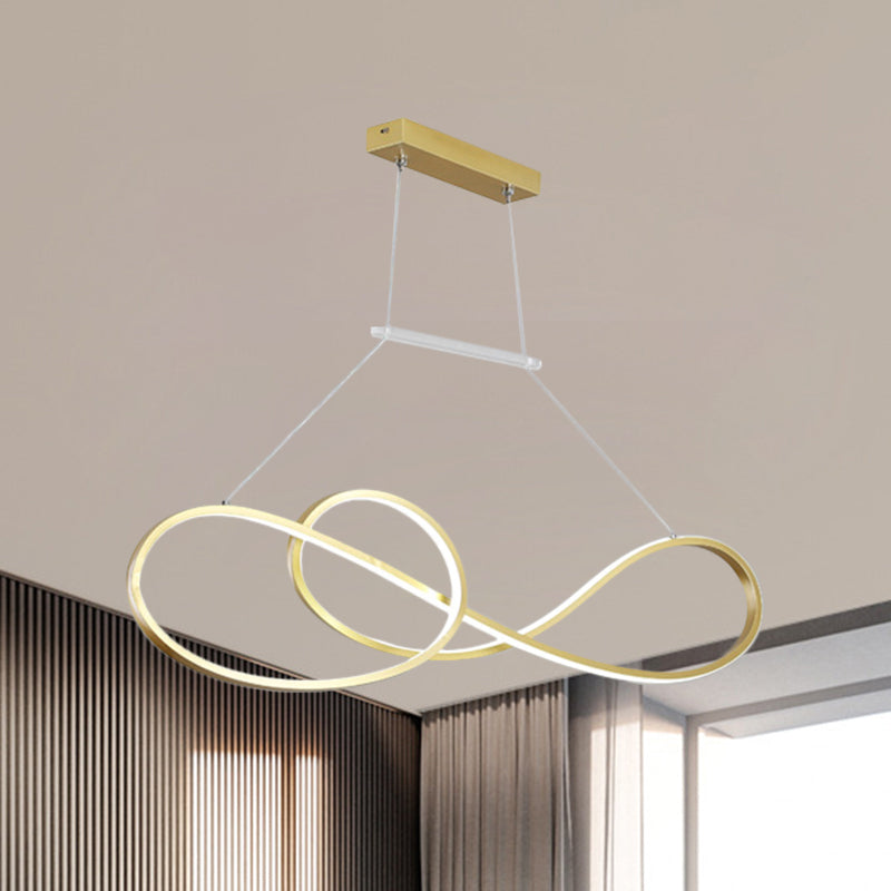 Metalen gedraaide lijn hanger kroonluchter Noordse stijl zwart/wit/gouden LED -slinger lamp voor eetkamer, warm/wit licht