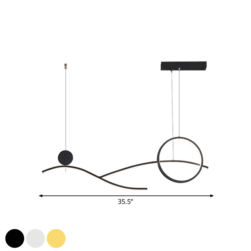 Cercle et ramification de l'éclairage Simplicité Métallique Black / White / Gol LED PROSITIF CHANDELIER EN LUMIÈRE CHAUD / BLANC
