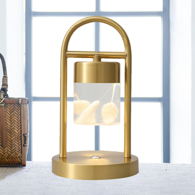GOUD KOLOM TABEL LAMP EENVOUDIGHEID DUIST GLAS LED BALIC LICHT MET U-vormig metalen frame