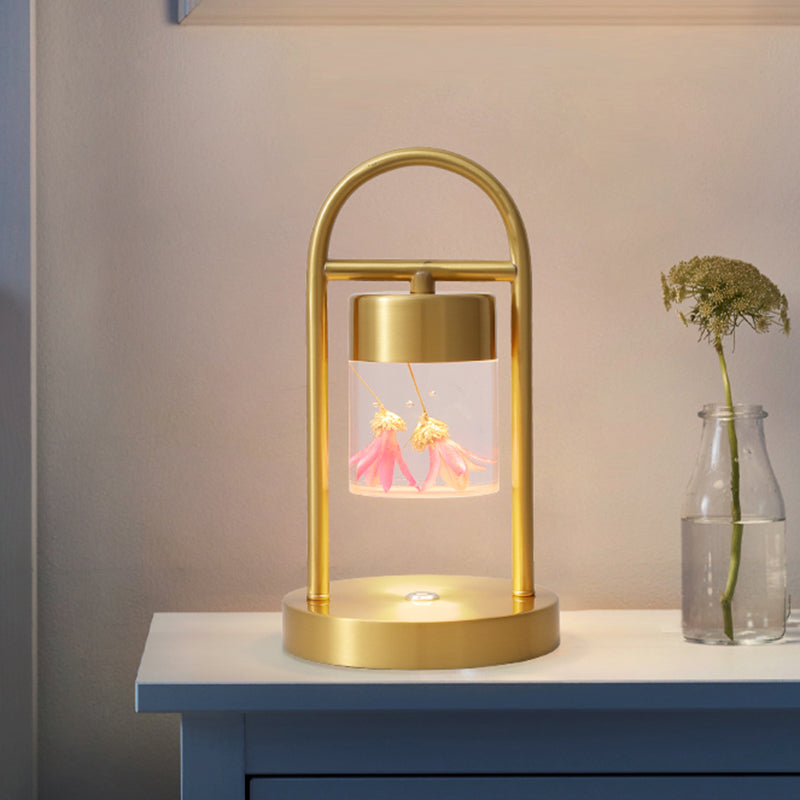 GOUD KOLOM TABEL LAMP EENVOUDIGHEID DUIST GLAS LED BALIC LICHT MET U-vormig metalen frame