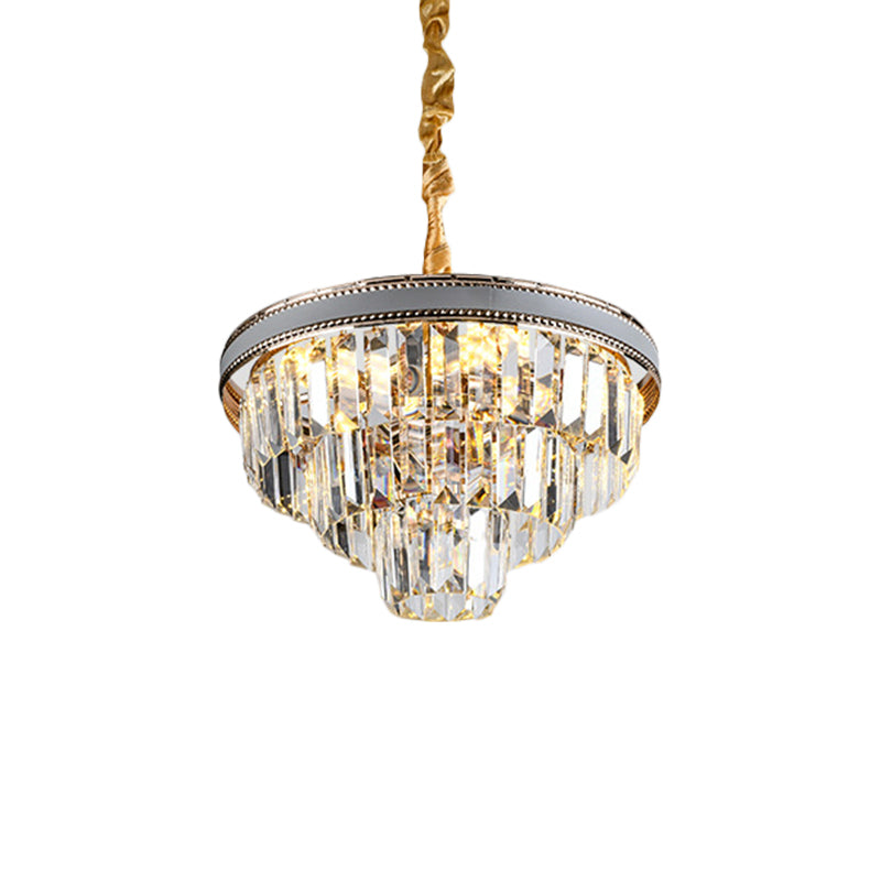 16/6 lichten taps toelopend hangende kroonluchter modern helder kristal prisma plafond hanger lamp, 31,5 "/18,5" breed