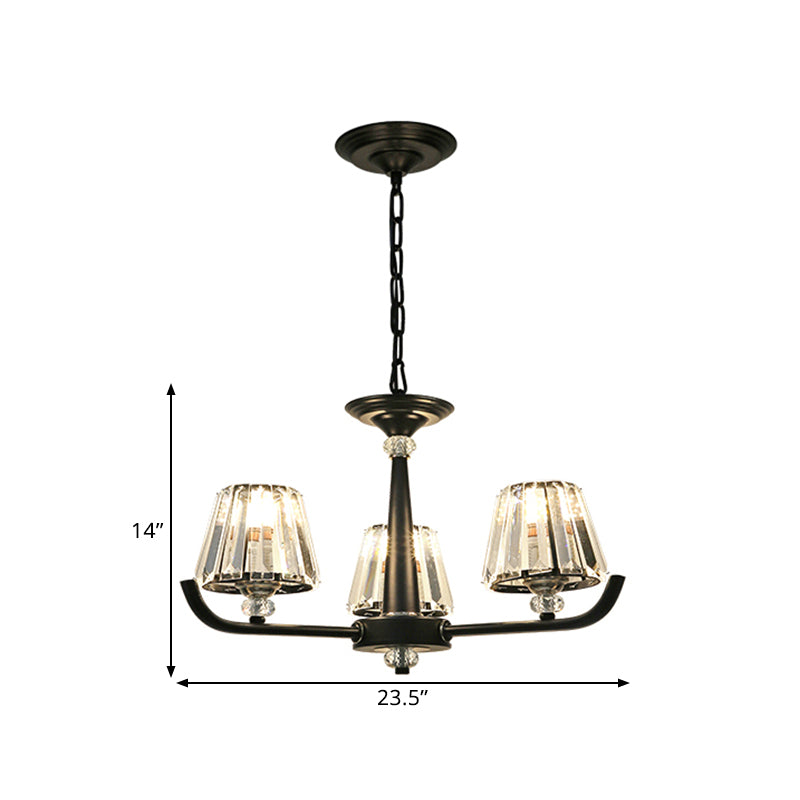 3/8 têtes Lumière de lustre avec cristal en cristal effilé