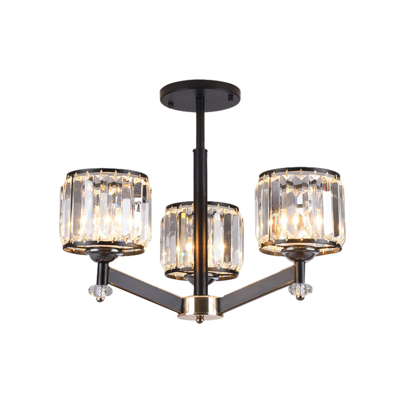 3/6 lichten kristallen hangende lampkit traditionele zwarte cilinder zitkamer kroonluchter verlichting