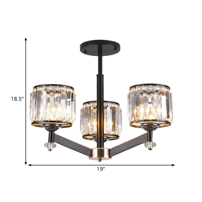 3/6 lichten kristallen hangende lampkit traditionele zwarte cilinder zitkamer kroonluchter verlichting