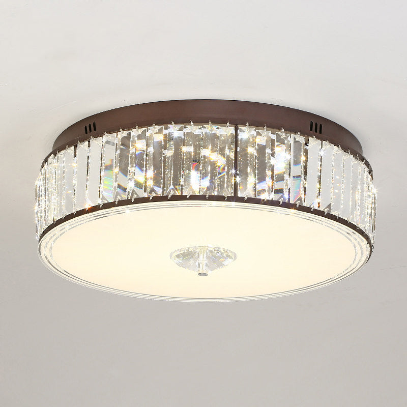 Lampada da soffitto a incasso a tamburo trasparente con montaggio a incasso a LED, in stile contemporaneo, per camera da letto in cristallo, larghezza 19,5"/23,5"
