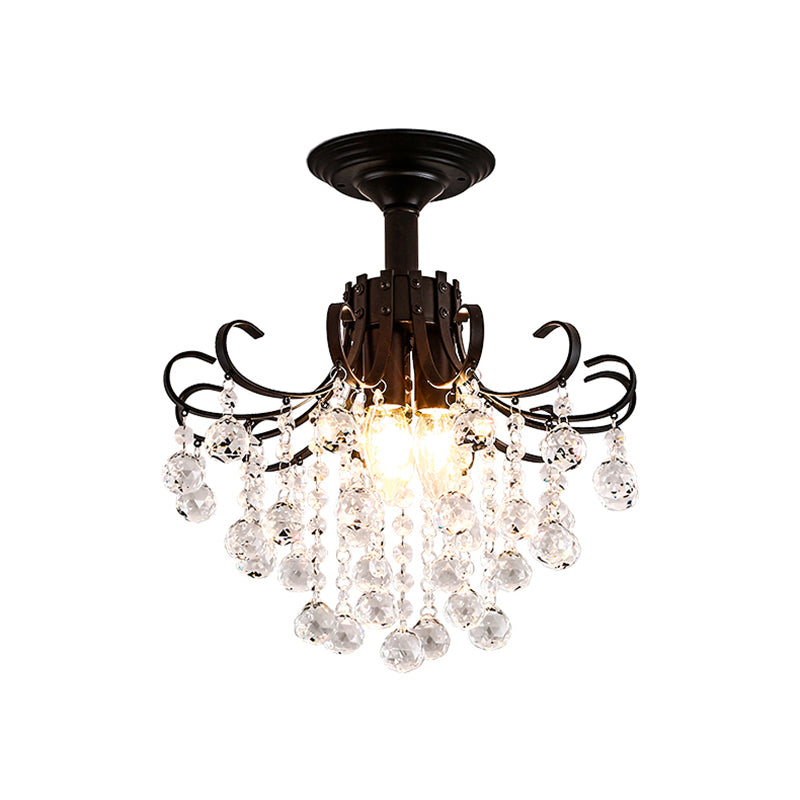 Crystal Ball semi-inbouwlamp moderne slaapkamer met 3 hoofden dicht bij plafondlamp in zwart
