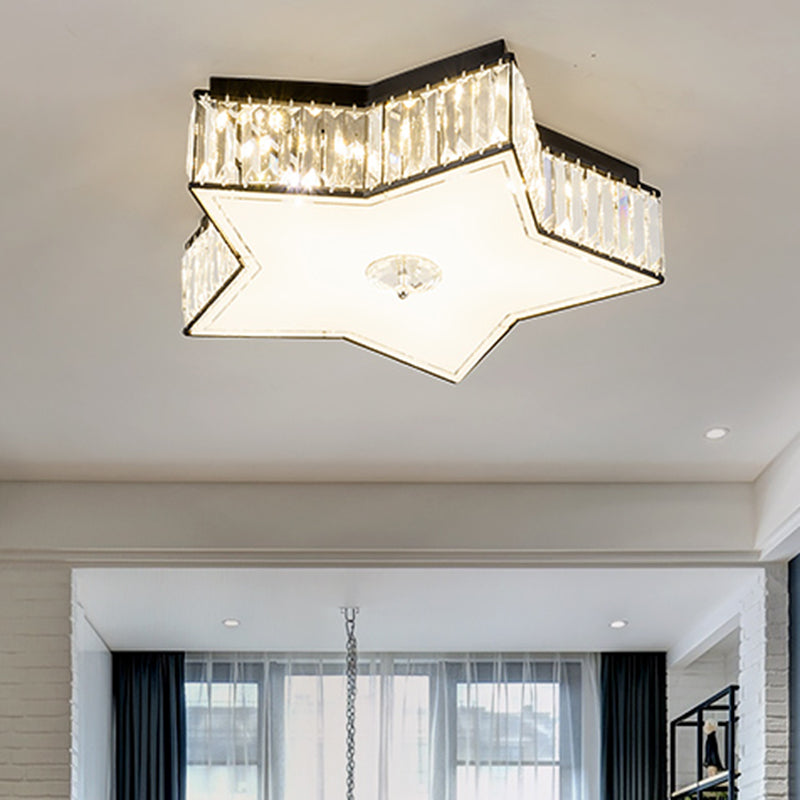 16"/19.5" Width Crystal Clear Flush Ceiling Light Star LED Modern Flush Mount Fixture for Living Room