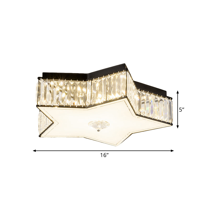 16"/19.5" Width Crystal Clear Flush Ceiling Light Star LED Modern Flush Mount Fixture for Living Room