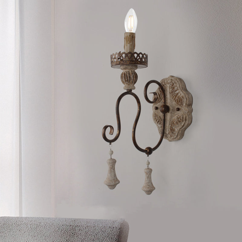 1/2-Light Candle Style Wall Mount Lighting Antiqued Bronze Metal Wall Lamp for Bedroom