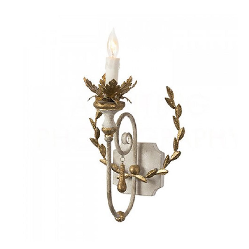 Éclairage mural en or métallique Candelabra Candelabra 1 tête de ferme lampe murale avec décoration de vigne
