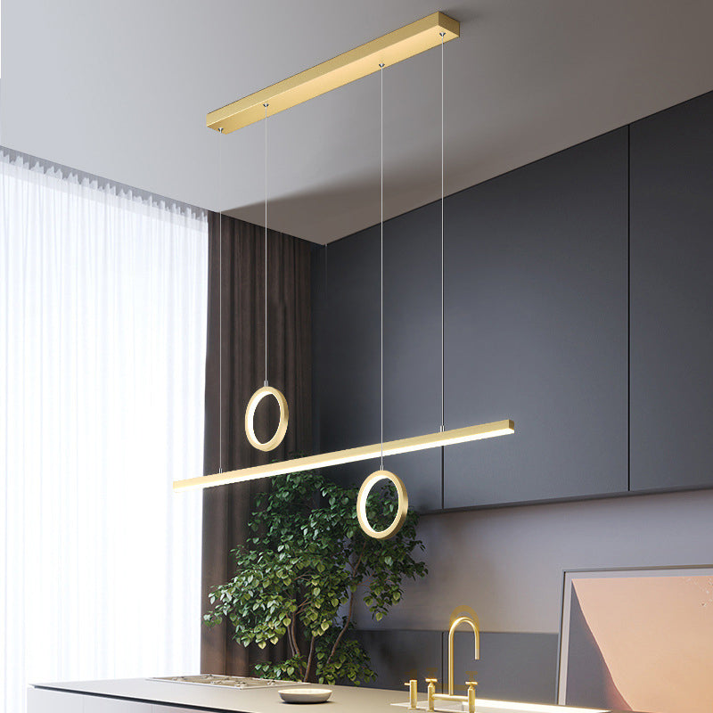 Metall linear mehrfach hängende leichte LED -minimale Kronleuchterlampe in Schwarz/Gold, warm/weißes Licht