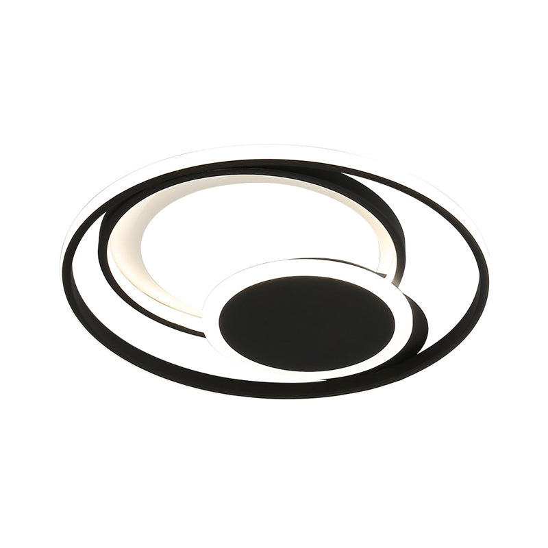 Hoop Plafonnier contemporain en métal pour chambre à coucher, 40,6 cm/49,5 cm de large, plafonnier LED en noir, lumière blanche chaude/chaude