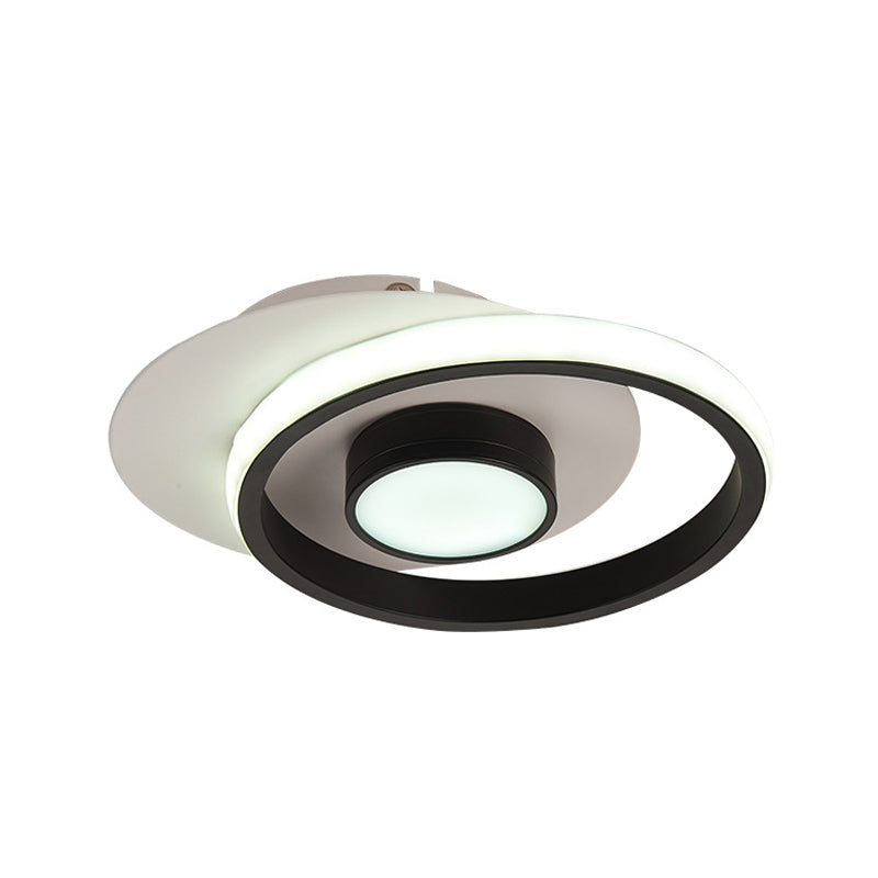 Metal Circle Flush Lamp Modernst White e Nero / Gold e Black LED Flush Mount for Porch, Warm / White Light