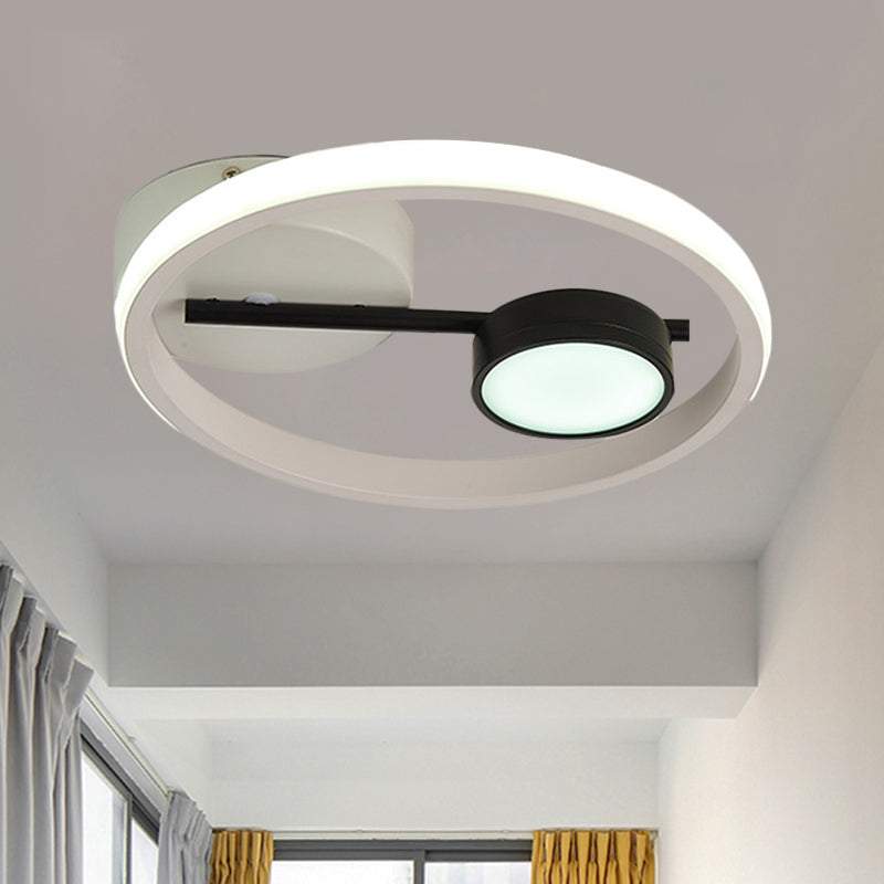 Round Ceiling Mounted Contemporary Metal Black and White/Black and Gold LED Flush Light, Warm/White Light