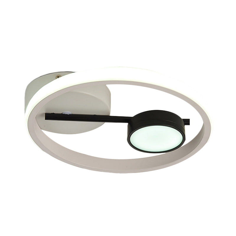 Round Ceiling Mounted Contemporary Metal Black and White/Black and Gold LED Flush Light, Warm/White Light