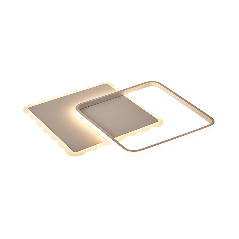 Squared Flush Mount Modernist Metal White / Coffee LED Close to Ceiling Lighting, Warm / White / Natural Light