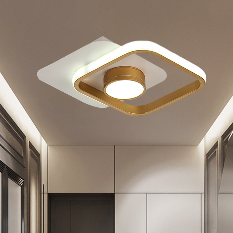 Square Flush Montato Contemporary LED Metallo Soffitto Light Fixture in Black / Gold, Warm / White Light
