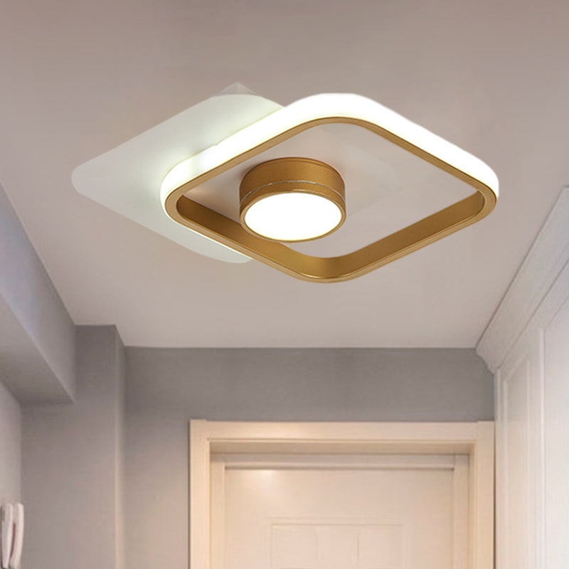 Square Flush Montato Contemporary LED Metallo Soffitto Light Fixture in Black / Gold, Warm / White Light