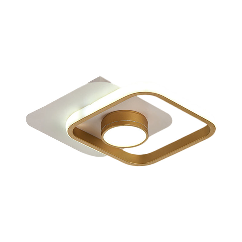 Square Flush Montato Contemporary LED Metallo Soffitto Light Fixture in Black / Gold, Warm / White Light