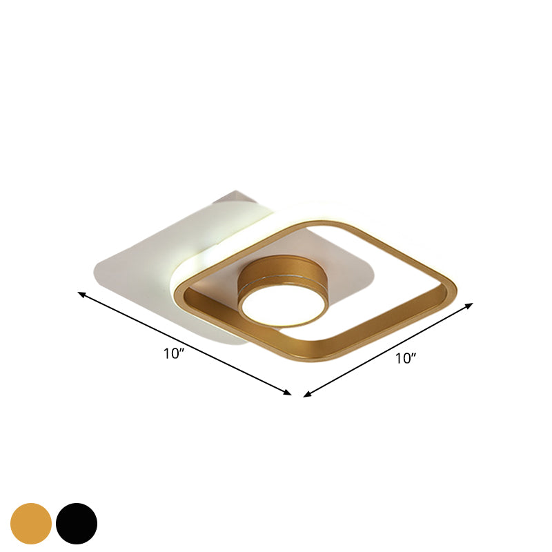 Square Flush Montato Contemporary LED Metallo Soffitto Light Fixture in Black / Gold, Warm / White Light